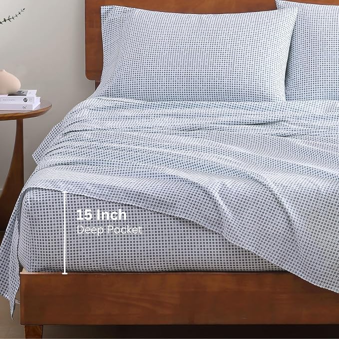 LANE LINEN Eco Friendly 100% Organic Cotton Queen Bed Sheets Set, Printed - Image 4