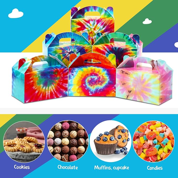 TaoBary 24 Pcs Tie Dye Party Favor Boxes Tie Dye Party Supplies Colorful - Image 5