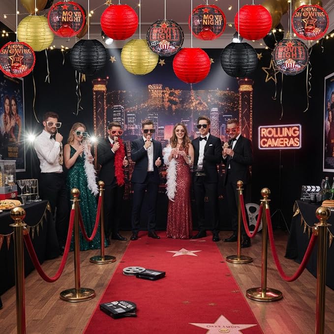 Panelee 12 Pcs Movie Night Party Decorations Theme Hanging Paper Lanterns - Image 5