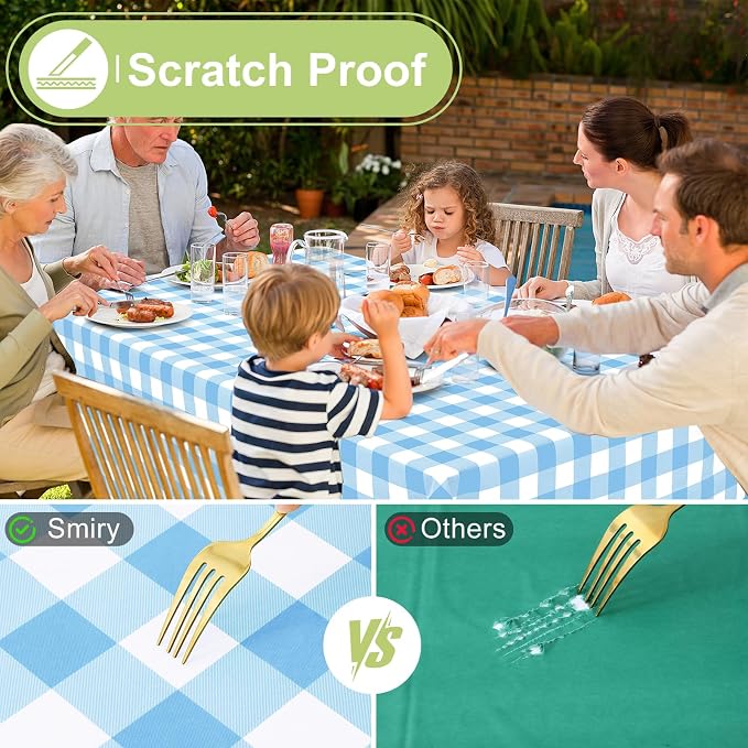 Smiry Rectangle Table Cloth, Waterproof Vinyl Tablecloth - Image 5