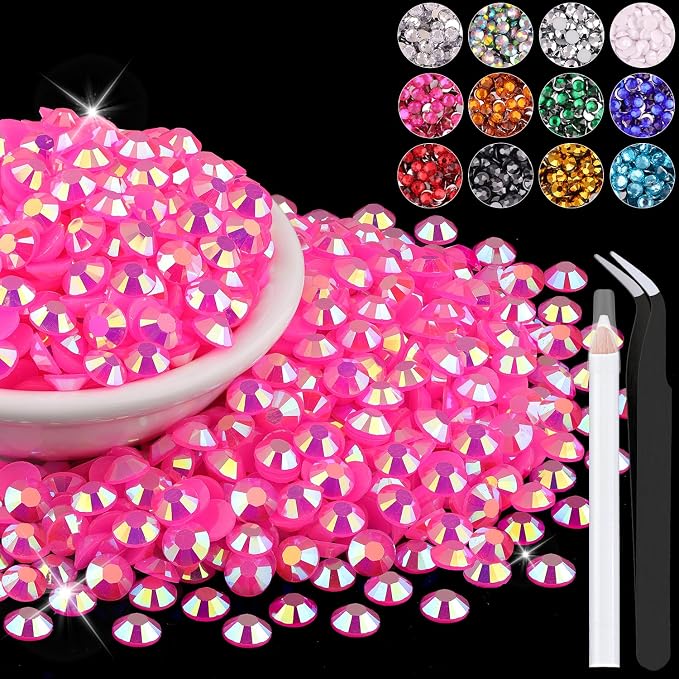 1500PCS 6mm Resin Jelly Rhinestones in Bulk, Bedazzling Flatback Crystals by BELLEBOOST