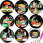 TDOOW Diamond Art Coasters 8 Pcs Colorful Book Diamond Painting Coasters Kit by TDOOW