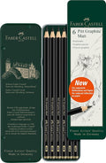 Faber-Castell Pitt Graphite Matte Pencil Set, Metal Tin of 6 Graphite Pencils by Faber-Castell