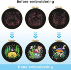 ERKOON 5 Sets Embroidery Kit for Beginners, Art Craft Handy Sewing Set Mushroom - Image 3