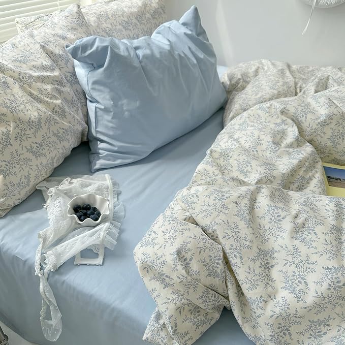 mixinni Blue Floral Duvet Cover Twin XL Size - Image 4