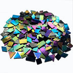 Iridescent Black Glass Mosaic Tiles, 280 Pieces Mixed 4 Shapes Stained Glass by KALUCION