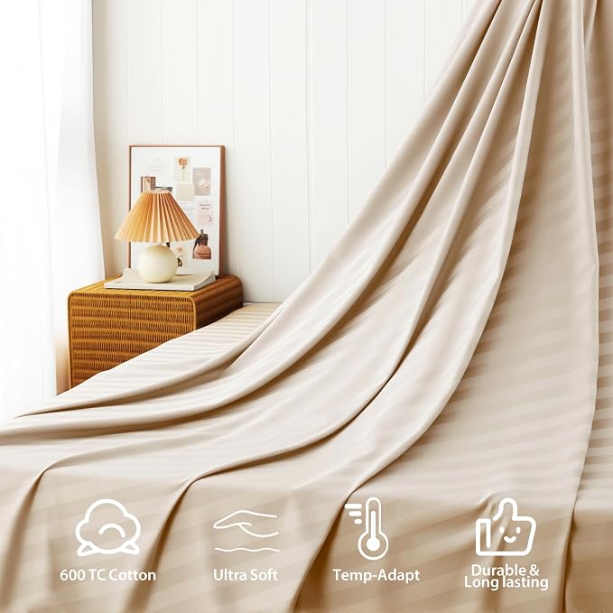 Cotton Flat Sheets Only, 600 TC 100% Cotton Flat Sheet Top Sheet Only, Twin - Image 4
