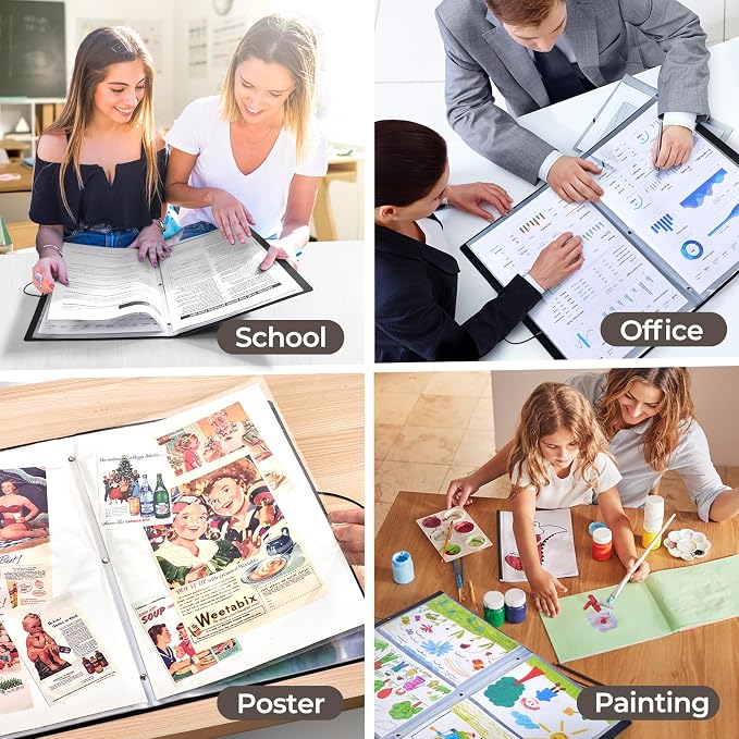 JoyCat 12 x 18 Art Portfolio Binder, 40 Acid-Free Clear Pockets Art Folder - Image 9