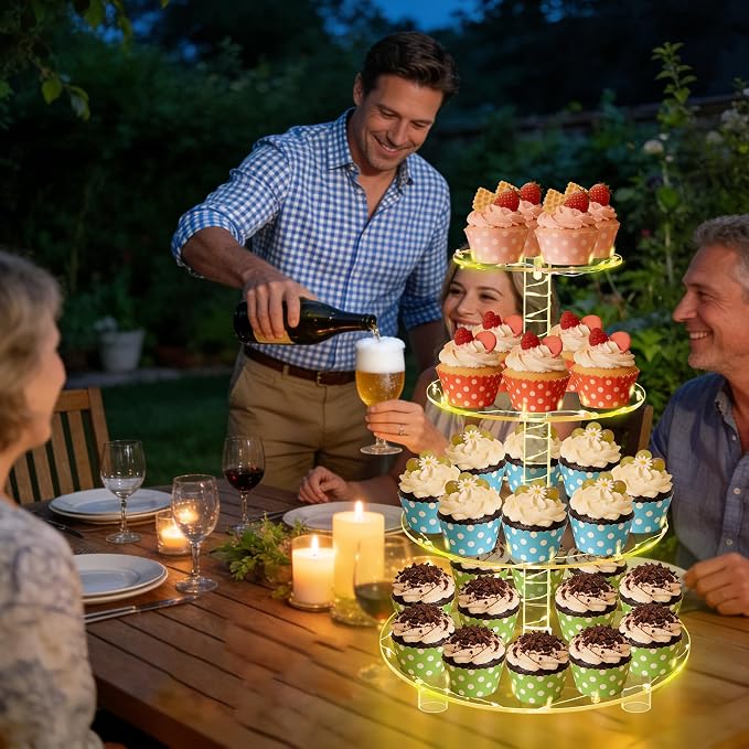 YestBuy 4 Tier Round Cupcake Stand, Cupcake Holder, 4 Tier Cupcake Tray - Image 6