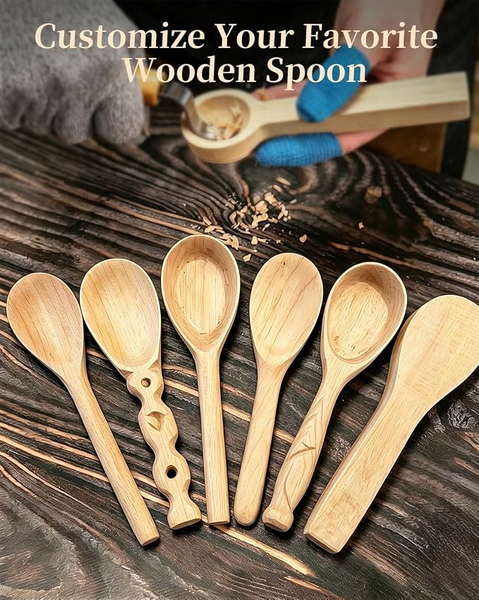 Basswood Spoon Carving Blanks 4-Pack: Unfinished Soft Wood Spoon Kit - Image 4
