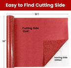 Red Glitter HTV Heat Transfer Vinyl, Glitter Iron on Vinyl Roll 10" x8ft | Red - Image 2