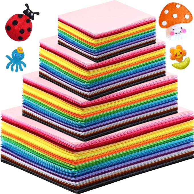 Newwiee 320 Pcs Felt Sheets Craft Kit 4"x 4" + 6"x 6"+ 8"x 12"+ 12"x 12" Sizes by Newwiee
