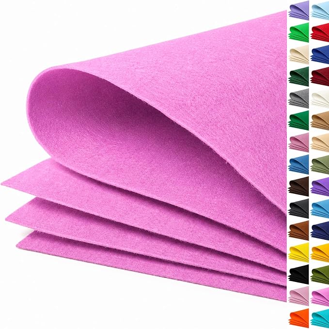 Lilac Large Felt Fabric 36" x 36", 1mm Stiff Felt Sheet, Nonwoven Fabric by ZANEXIR