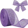Purple Burlap Ribbon 1-1/2 in X 10 Yard Purple Linen Wired Ribbon | Natural by JaoZuyard