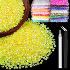5000pcs 2mm Resin Rhinestones Bulk, Lemon Yellow AB Flatback Round Jelly by BELLEBOOST