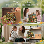 DIY Miniature House Kit with LED Lights, Fairy Garden Wooden Mini House - Image 4