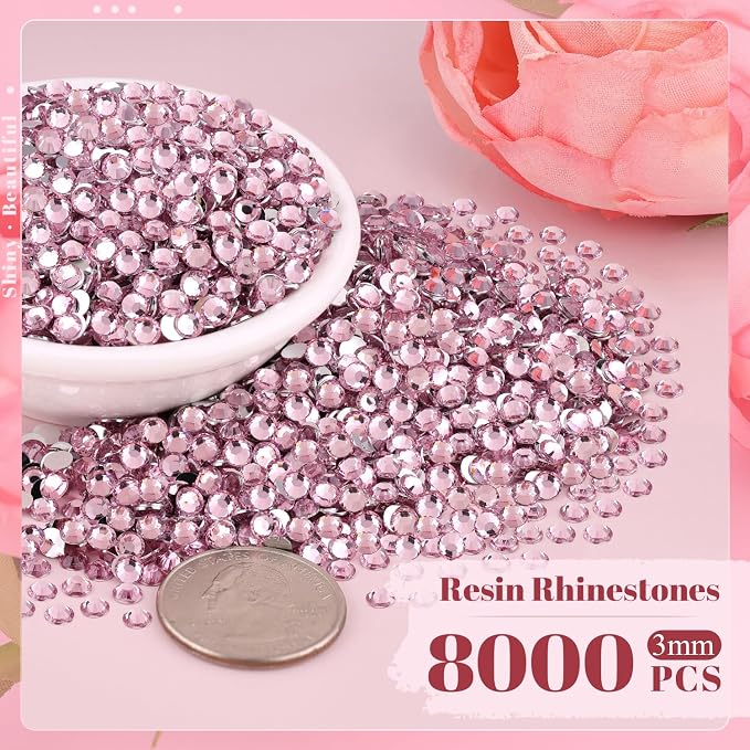8000PCS 3mm Resin Rhinestones in Bulk, Bedazzling Flatback Crystals Rhinestones - Image 2