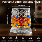 2PCS Spinning Whiskey Glass, 9.4oz | Hand-painted embossed, 360° rotating - Image 4