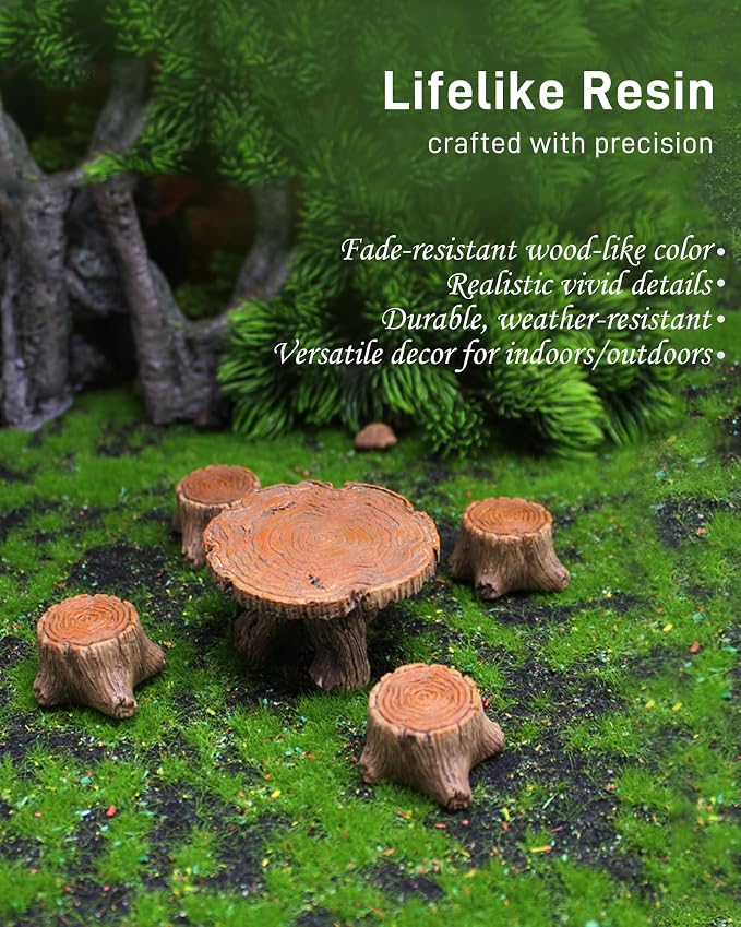 Miniature Garden Furniture Resin Table Chairs Figurines, Fairy Garden - Image 3