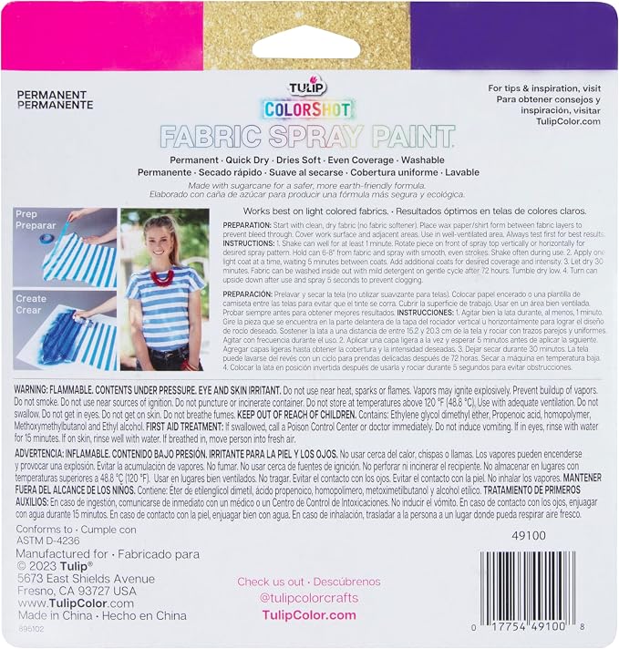 TULIP ColorShot Fabric Spray Paint, 3 Pack Jewel Tone Gem Colors Neon Pink - Image 7
