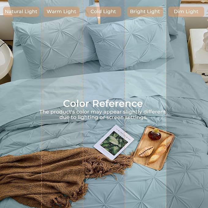 Sasttie California King Comforter Set, 7-Piece Bed in a Bag, Pintuck Bedding - Image 8