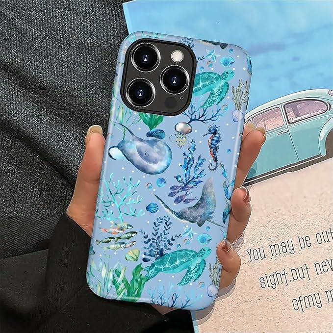 ZHEGAILIAN Case for iPhone 16 Pro Max, Ocean Stingray Turtle Seahorse Durable - Image 5