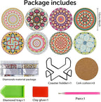 Benjenes 8 PCS Mandala Diamond Art Coasters Kits | Diamond Paintings Coasters - Image 2