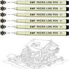 Micro Fineliner Pens 6Pcs 0.25mm/Set, Ultra Fine Fineliner Pen, Water-based by XWT
