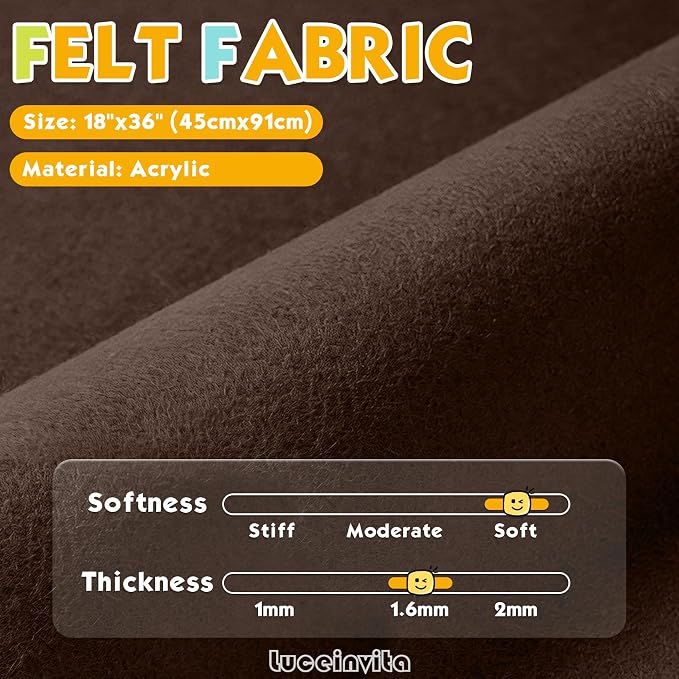 Coca Mocha 18" X 36" Felt Fabric Sheet - Image 2