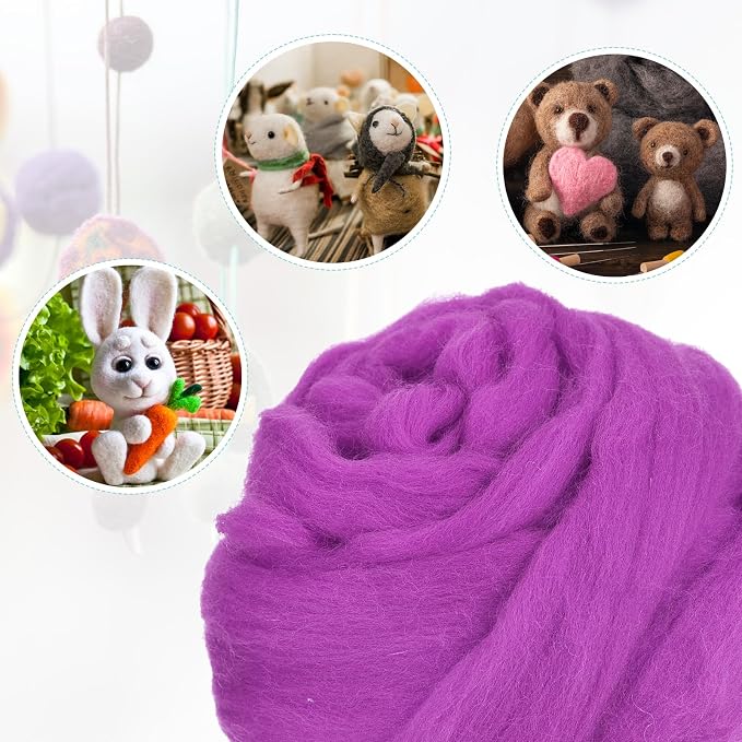 uxcell Needle Felting Wool, 8.5 Oz Nature Fibre Wool Yarn Roving - Image 4