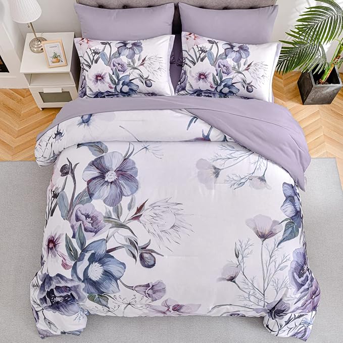 Luxudecor Floral Comforter Set California King Size 7 Piece, Elegant Floral - Image 3