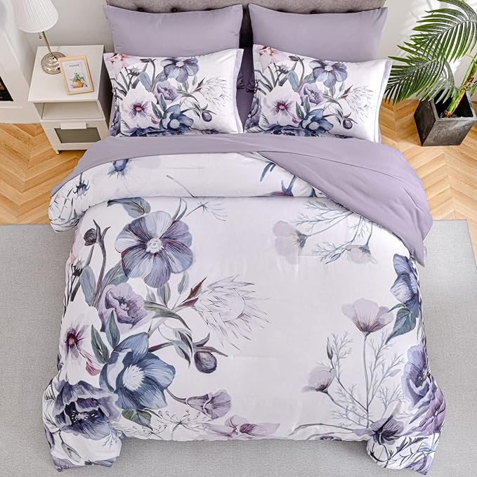 Luxudecor Floral Comforter Set Twin Size 5 Piece, Elegant Floral Comforter - Image 3
