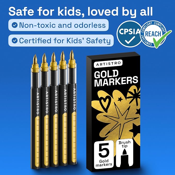 ARTISTRO 5 Gold Paint Pen for Rock, Painting - Image 6