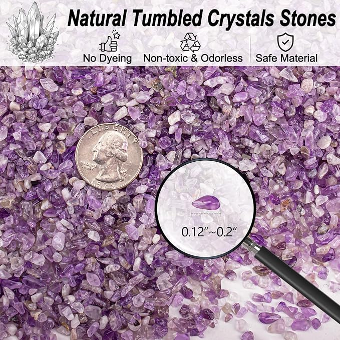 Amethyst Crushed Stone Natural Tumbled Healing Crystal Chips Bulk, 0.88 Lb - Image 2