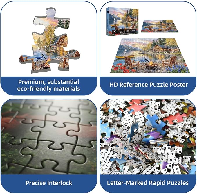 Sunset Lake Cabin Puzzles for Adults 1000 Pieces, Challenging Jigsaw Puzzles - Image 7