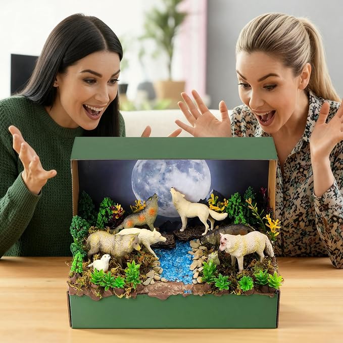 Teyva Daily 48 Pcs Woodland Wolf Diorama Kit Habitat Project Box Set Wolves - Image 6