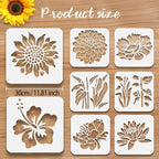 8 Pcs Large Flower Stencils for Painting, 11.81 X 11.81 Inch Flower Stencils - Image 7