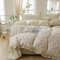 mixinni 100% Cotton Duvet Cover Set Twin XL, Reversible Spring Floral Ruffle by mixinni
