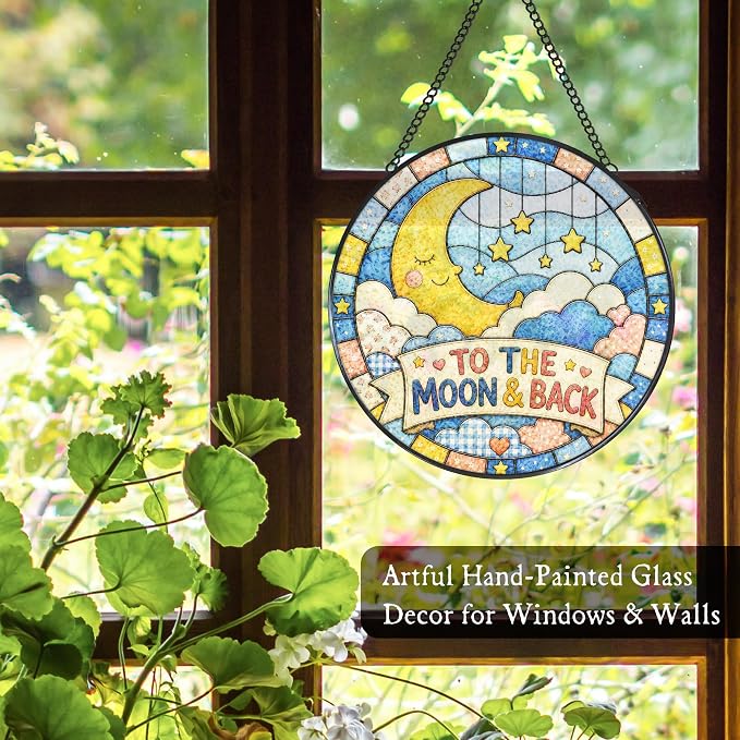 Moon and Star Stained Glass Window Hanging Suncatcher | to the Moon and Back - Image 4