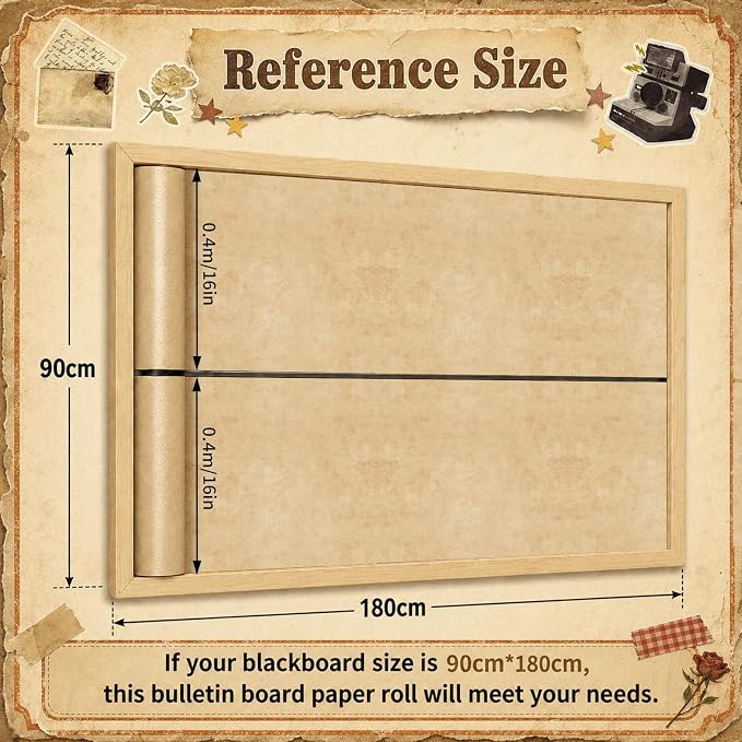 Vintage Parchment Bulletin Board Roll Non-Woven Fabric Poster 16in X 12ft | - Image 3