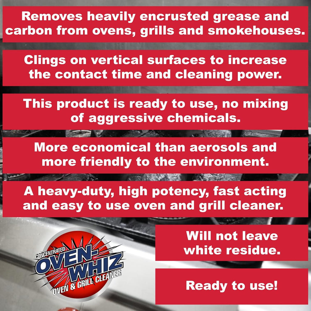 1 Gallon (128 Oz.) Oven-Whiz Oven & Grill Cleaner by FryOilSaver Co., Removes Tough Stains, Carbon, Grease & Food Burnt for BBQ Grills, Ovens, Grates for Home Kitchens, Restaurant, Food Trucks & Diner