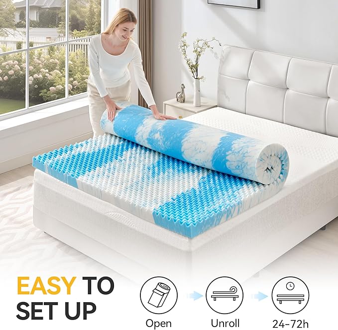 SINWEEK 3 Inch Egg Crate Memory Foam Mattress Topper Full Size, Soft Mattress - Image 7