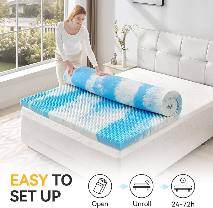 SINWEEK 2 Inch Egg Crate Memory Foam Mattress Topper Queen Size, Soft Mattress - Image 7