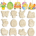 36PCS Wooden Easter Ornaments to Paint, 6 Styles DIY Blank Unfinished Wood Egg by Sophena