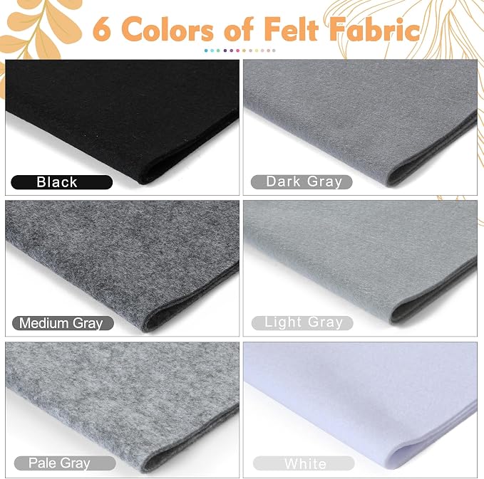HaoFeiJH 6 Rolls 8"x20" Soft Felt Fabric Sheets, 1.6mm Thick, and Projects - Image 2