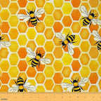 Feelyou Bees and Flowers Upholstery Fabric by The Yard, Garden Cute Bee by Feelyou