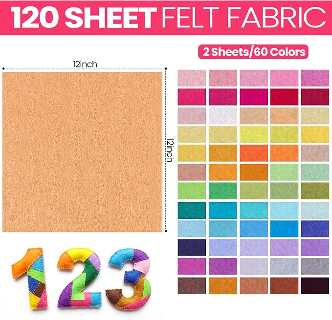 Reginary 120 Pcs 12 x 12 Inch Felt Sheets Bulk - Image 2