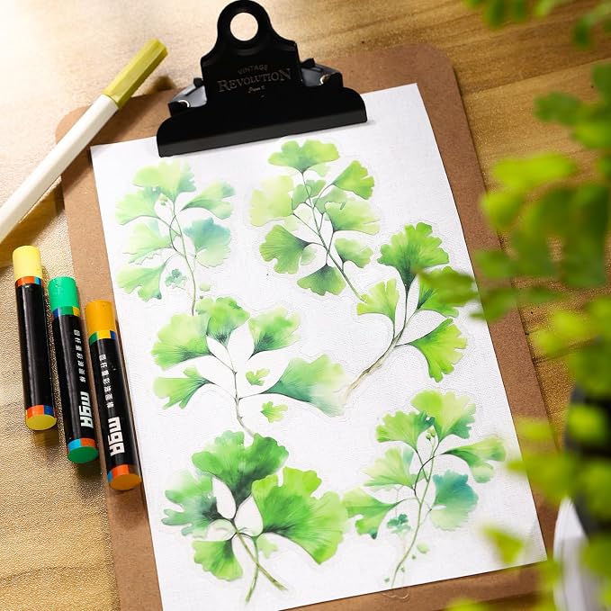 120PCS Green Botanical Leaf Scrapbook Stickers - Image 3