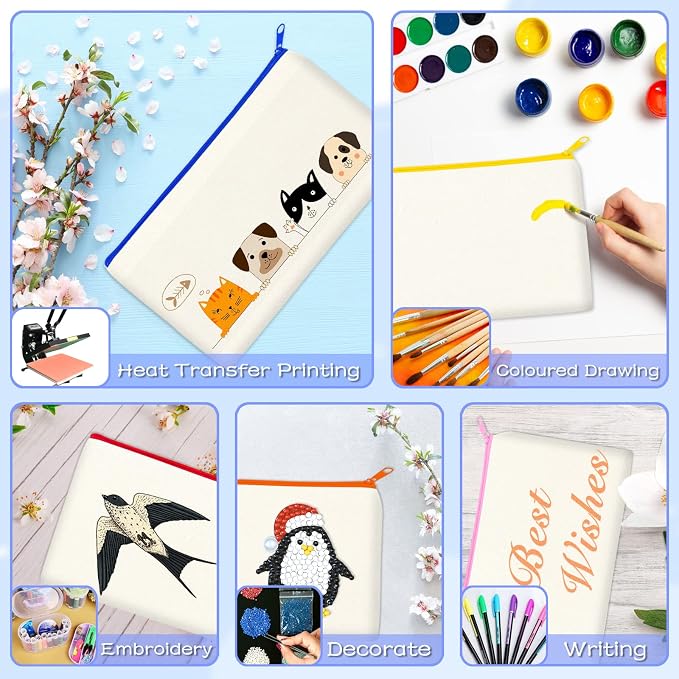 ZeeDix Canvas Zipper Pouch Bulk – 8.3 x 5 Inches Cotton Canvas Pouches - Image 4