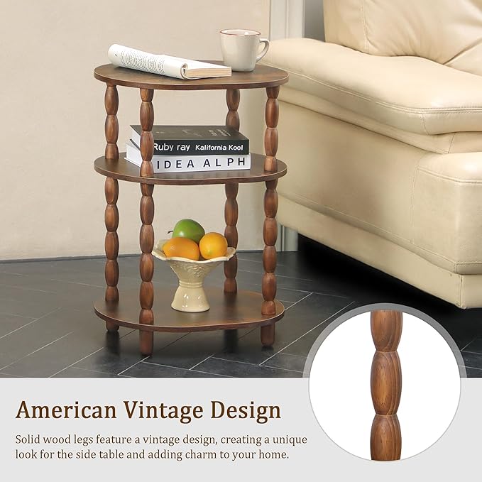 MaxSmeo Side Table, 3-Tier Small End Table, Modern Oval Night Stand Accent Table - Image 4